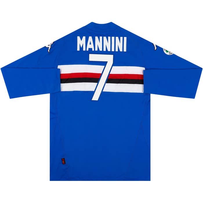 2009-10 Sampdoria Match Issue Home L/S Shirt Mannini #7