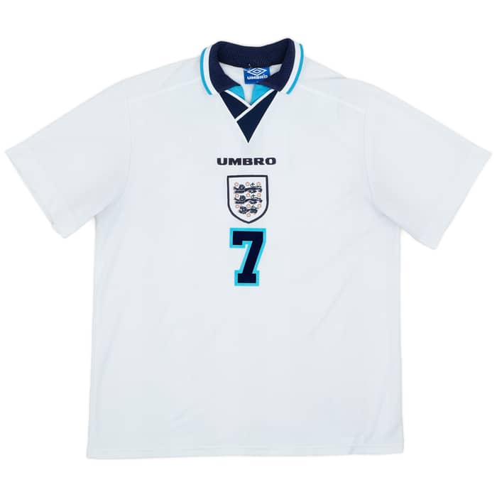 1995-97 England Home Shirt Beckham #7 - 8/10 - (XL)