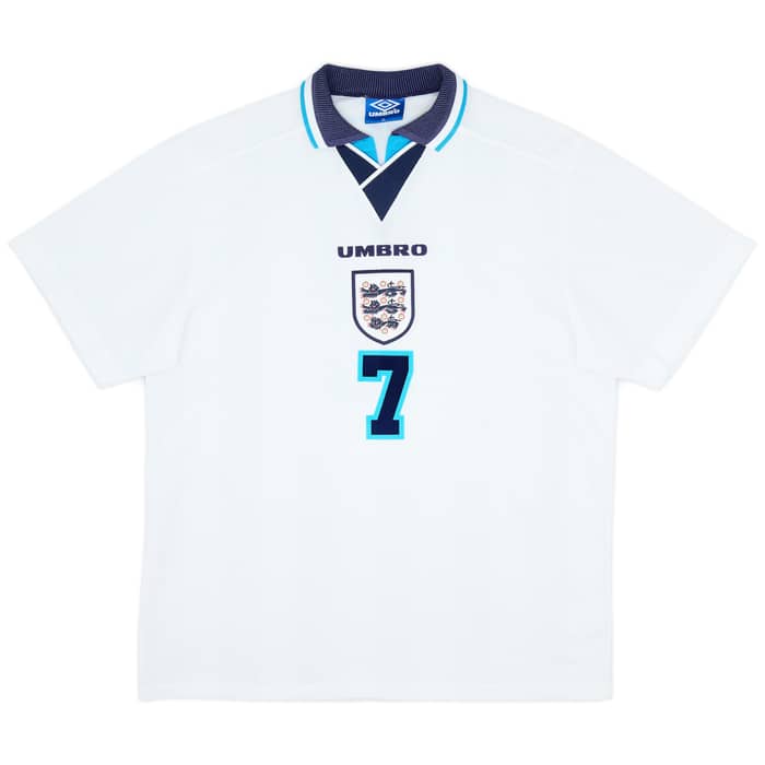 1995-97 England Home Shirt Beckham #7 - 8/10 - (XL)