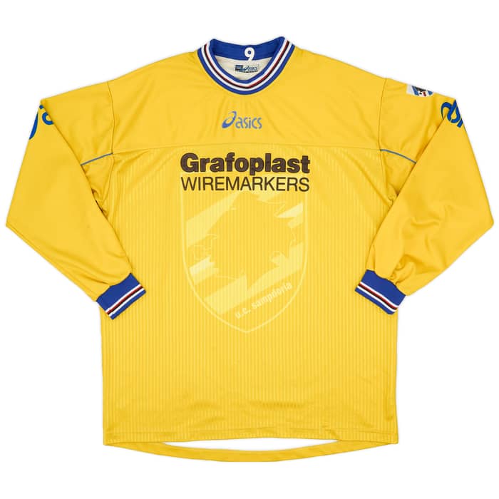 2001-02 Sampdoria Player Issue Asics Training L/S Shirt #9 - 8/10 - (XL)