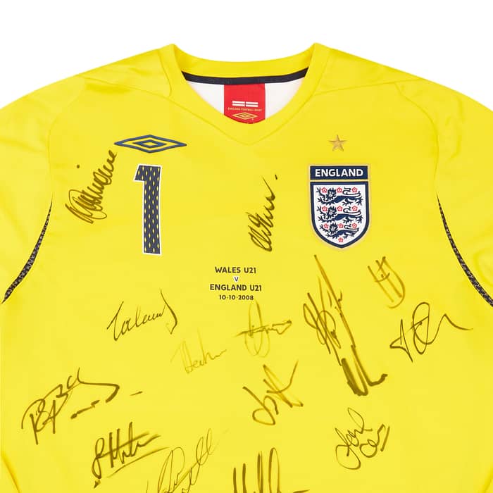 2008 England U-21 Match Issue Signed GK Shirt Hart #1 (v Wales)