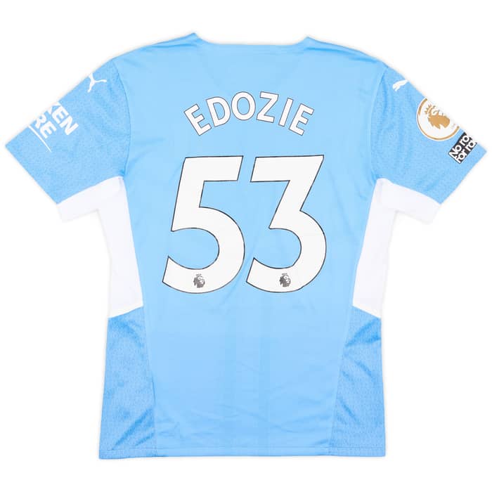 2021-22 Manchester City Match Issue Home Shirt Edozie #53