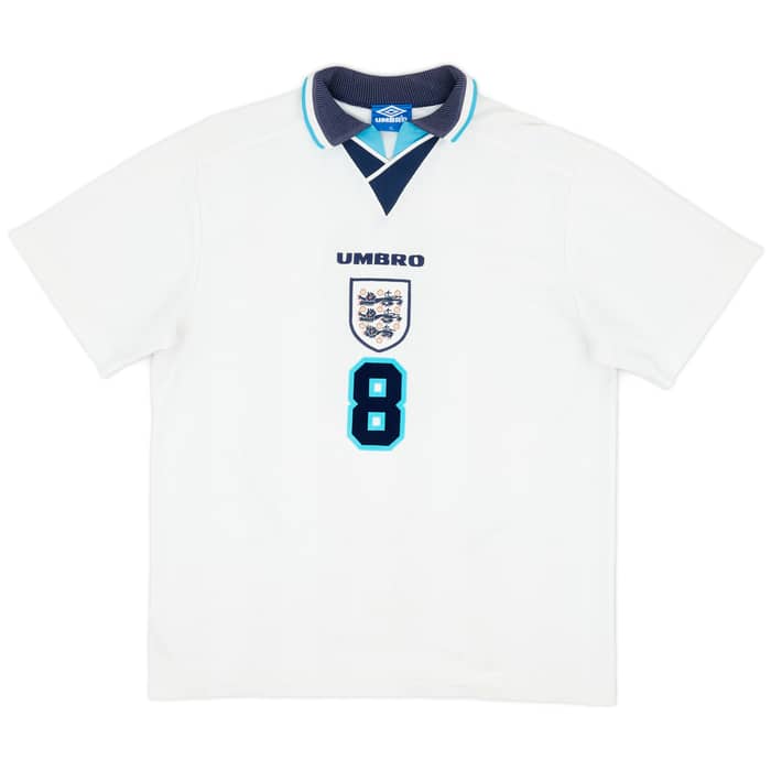 1995-97 England Home Shirt Gascoigne #8 - 7/10 - (XL)