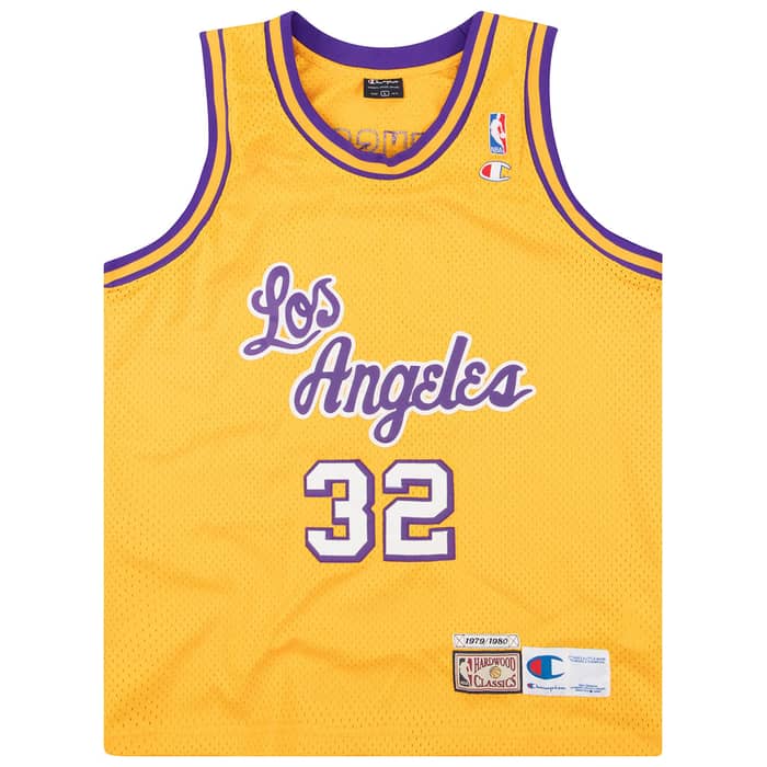 1979-80 LA Lakers Johnson #32 Champion Hardwood Classics Swingman Jersey (Home) L