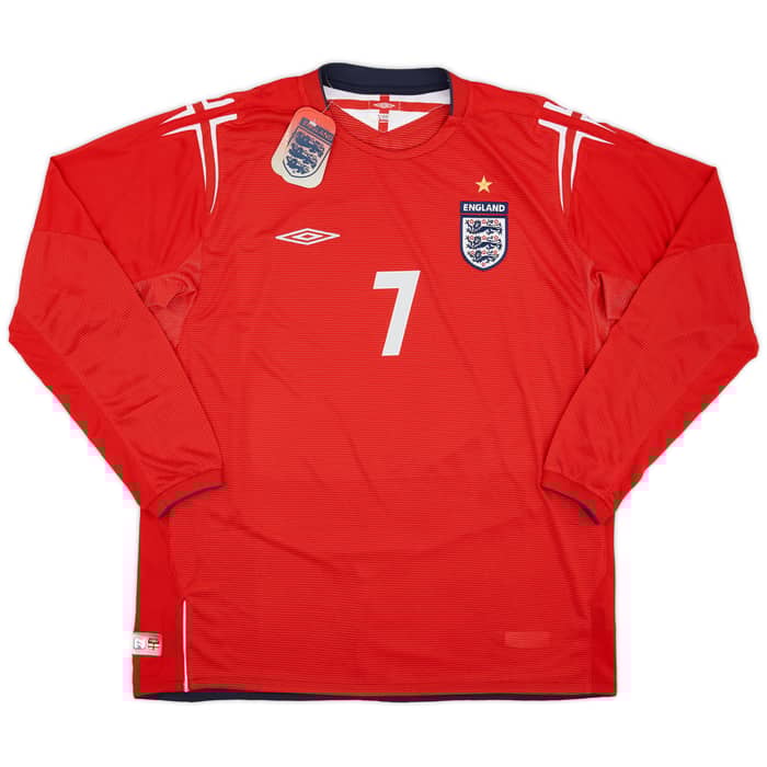 2004-06 England Away L/S Shirt Beckham #7 (XL)