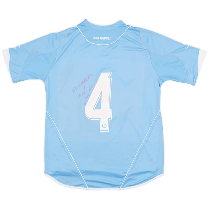 2007-08 Napoli Home Signed Shirt #4 - 7/10 - (L)