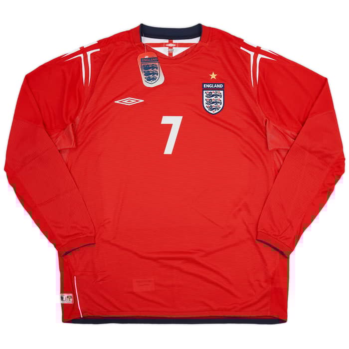 2004-06 England Away L/S Shirt Beckham #7 (XXL)