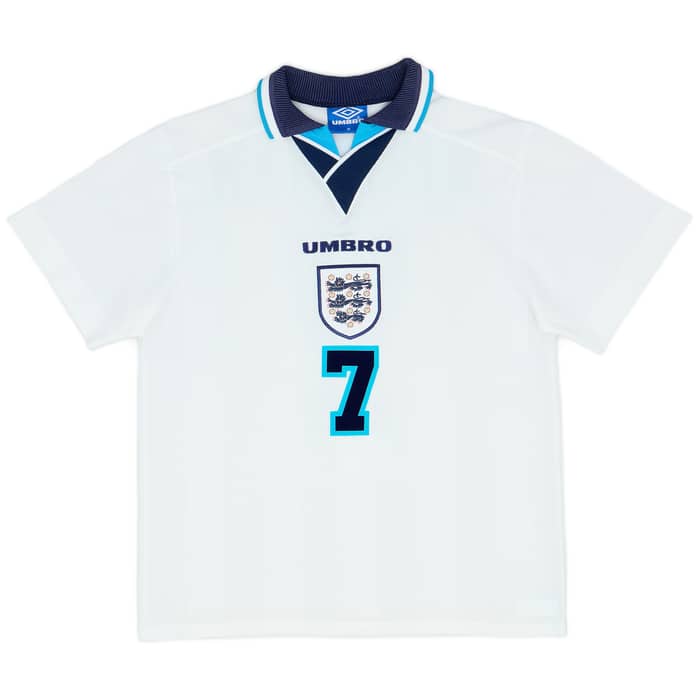 1995-97 England Home Shirt Beckham #7 - 9/10 - (M)
