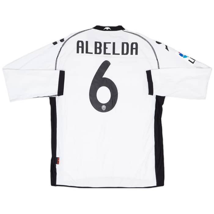 2010-11 Valencia Player Issue Home L/S Shirt Albelda #6 - 9/10 - (XL)