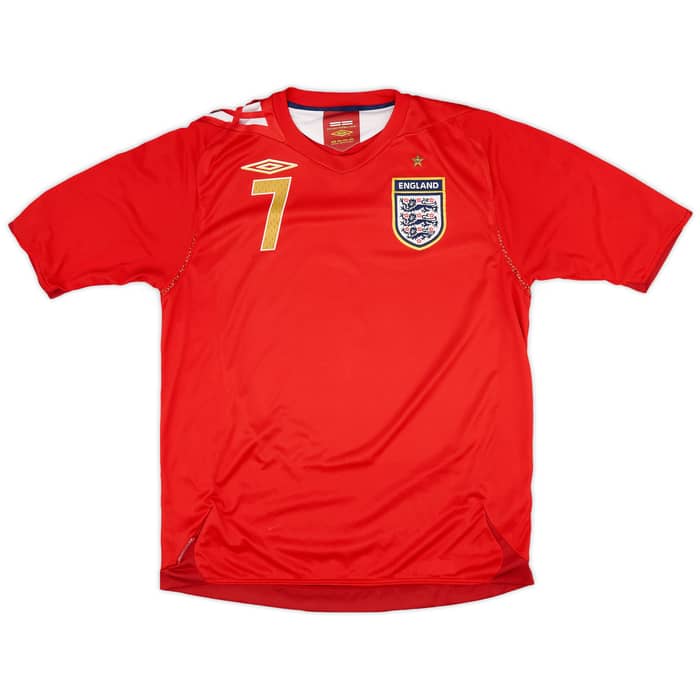 2006-08 England Away Shirt Beckham #7 - 6/10 - (L)