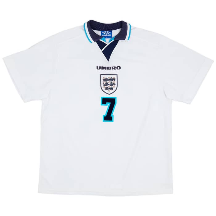 1995-97 England Home Shirt Beckham #7 - 8/10 - (XL)