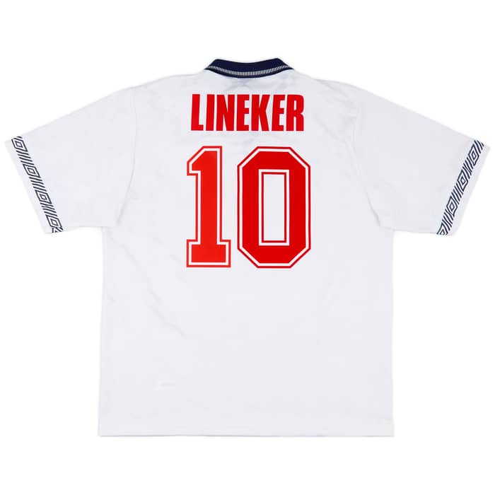 1990-92 England Home Shirt Lineker #10 - 9/10 - (XL)