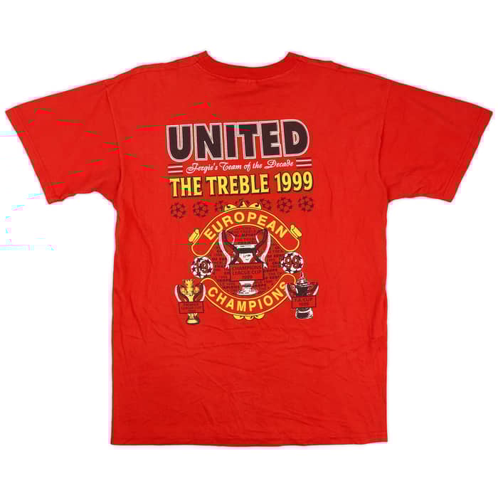 1999-00 Manchester United 'Treble 1999' Graphic Tee - 8/10 - (L)