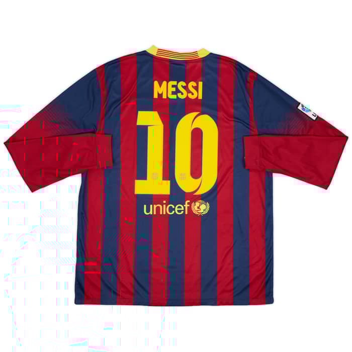 2013-14 Barcelona Home L/S Shirt Messi #10 - 8/10 - (XL)