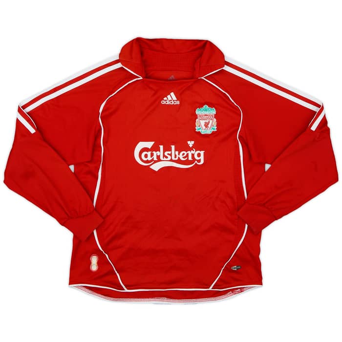 2006-08 Liverpool Home L/S Shirt Crouch #15 - 7/10 - (M.Boys)