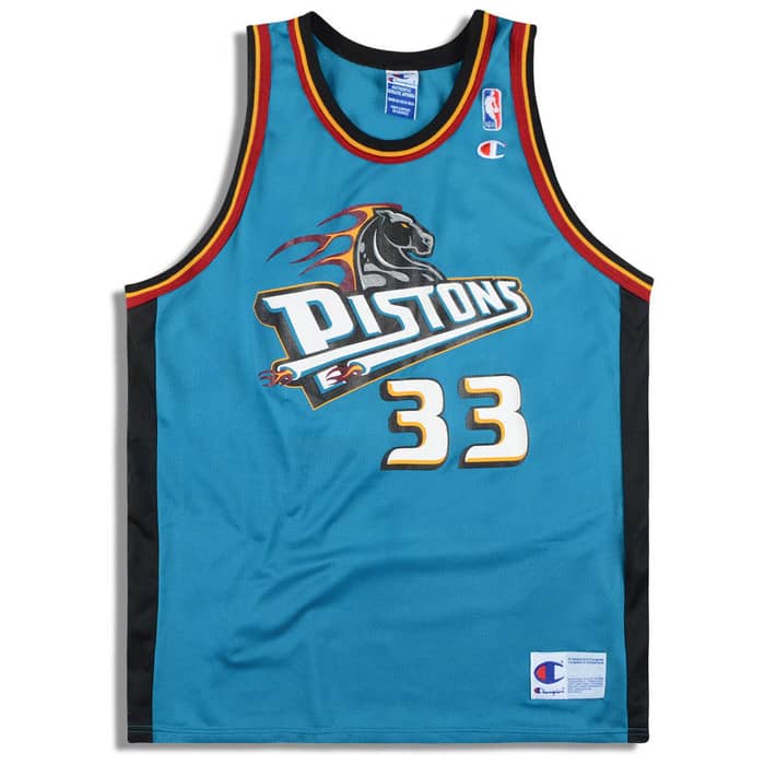 1996-00 Detroit Pistons Hill #33 Champion Jersey (Away) M