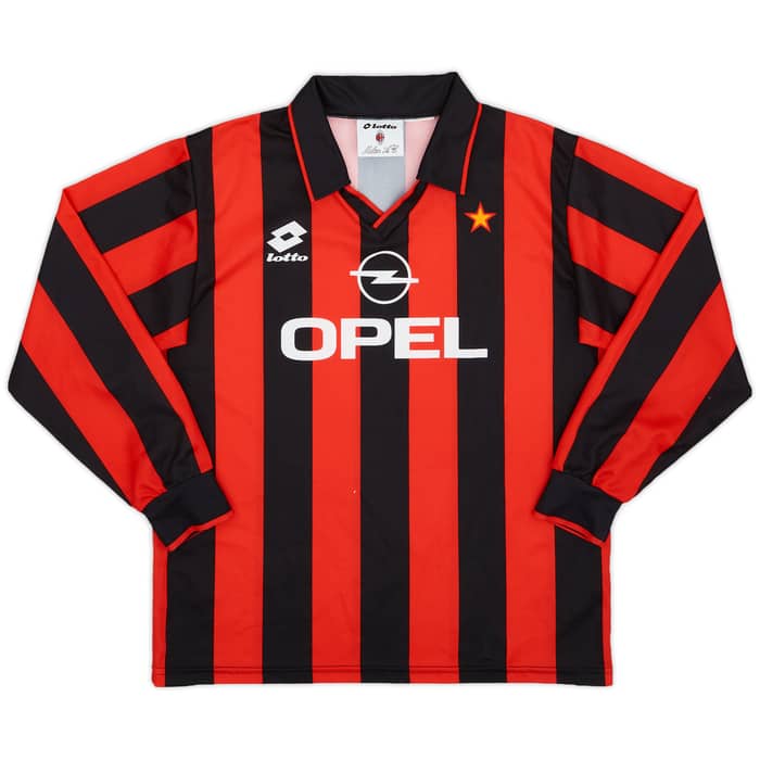 1994-95 AC Milan Home L/S Shirt - 9/10 - (XL.Boys)