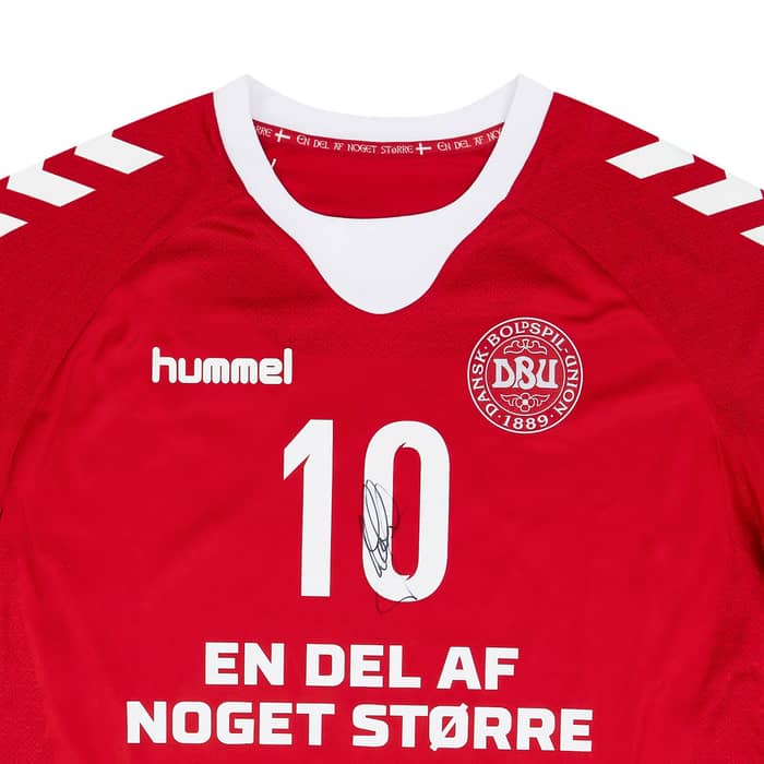 2016-17 Denmark Match Issue Signed Home Shirt #10