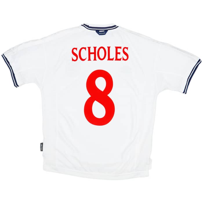 1999-01 England Home Shirt Scholes #8 - 9/10 - (M)