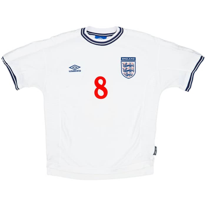 1999-01 England Home Shirt Scholes #8 - 9/10 - (M)