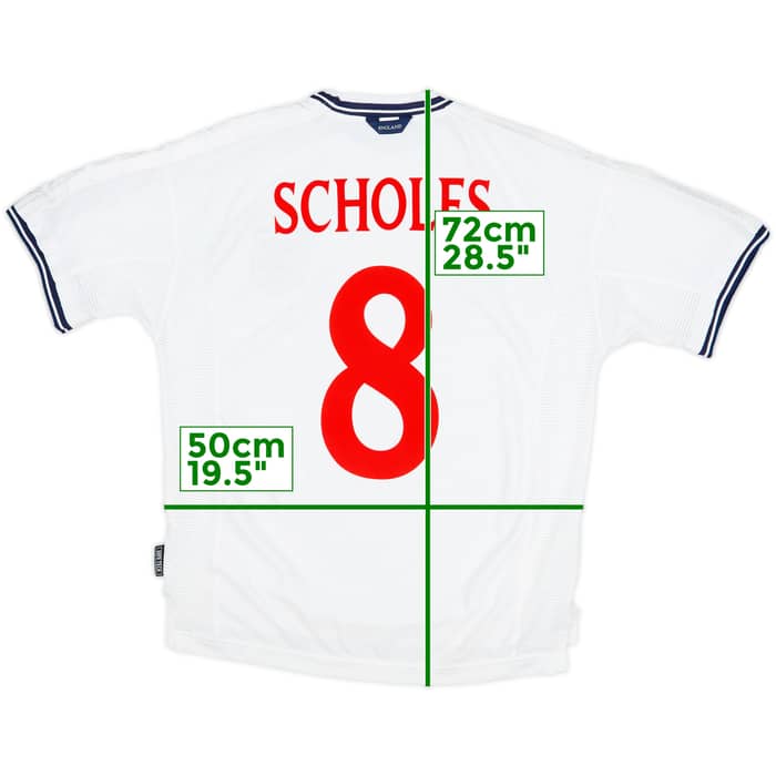1999-01 England Home Shirt Scholes #8 - 9/10 - (M)