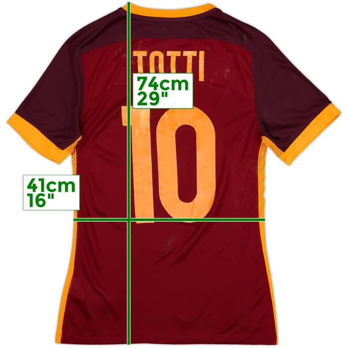 2015-16 Roma Authentic Home Shirt Totti #10 - 5/10 - (S)