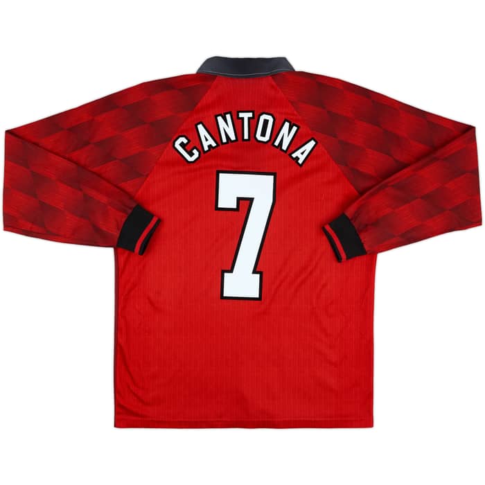 1996-98 Manchester United Home L/S Shirt Cantona #7 - 8/10 - (L)