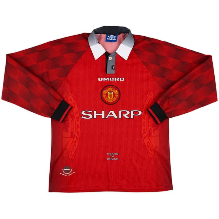 1996-98 Manchester United Home L/S Shirt Cantona #7 - 8/10 - (L)