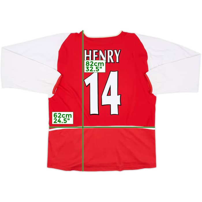 2002-04 Arsenal Home L/S Shirt Henry #14 - 8/10 - (XL)