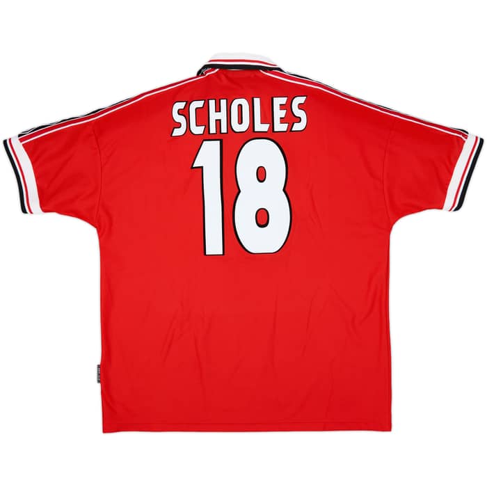 1998-00 Manchester United Home Shirt Scholes #18 - 9/10 - (XXL)