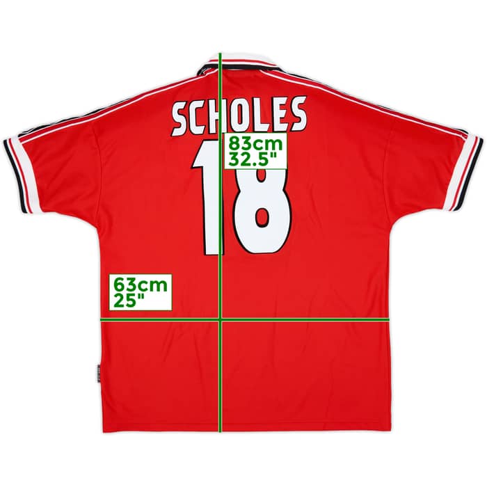 1998-00 Manchester United Home Shirt Scholes #18 - 9/10 - (XXL)