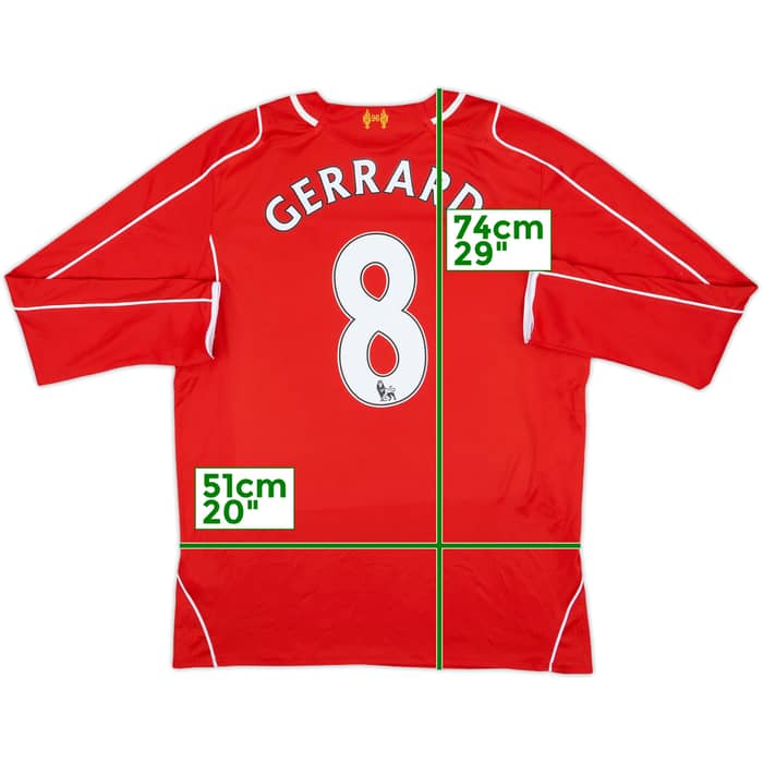 2014-15 Liverpool Home L/S Shirt Gerrard #8 - 6/10 - (L)