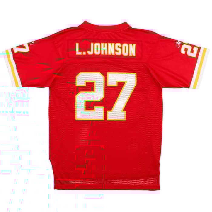 2007 Kansas City Chiefs L. Johnson #27 Reebok On Field Home Jersey (Excellent) L.Kids