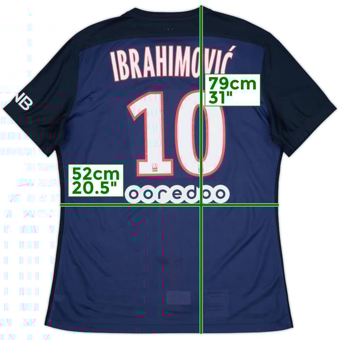 2015-16 Paris Saint-Germain Authentic Home Shirt Ibrahimovic #10 - 8/10 - (L)
