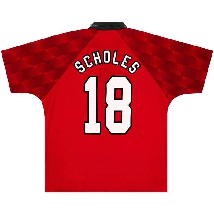 1996-98 Manchester United Home Shirt Scholes #18 - 6/10 - (XL)