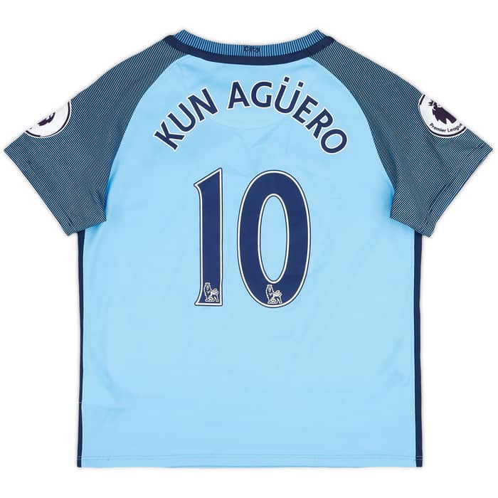 2016-17 Manchester City Home Shirt Kun Aguero #10 - 9/10 - (S.Boys)