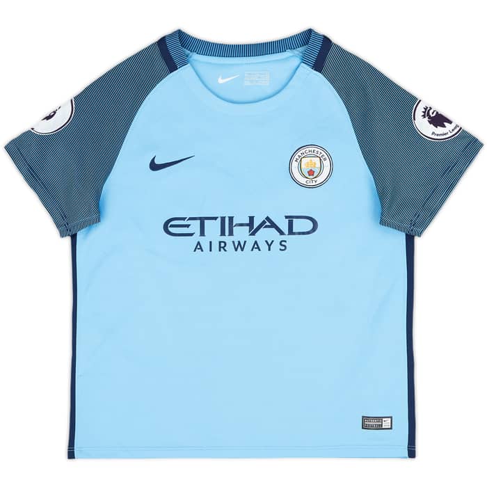 2016-17 Manchester City Home Shirt Kun Aguero #10 - 9/10 - (S.Boys)