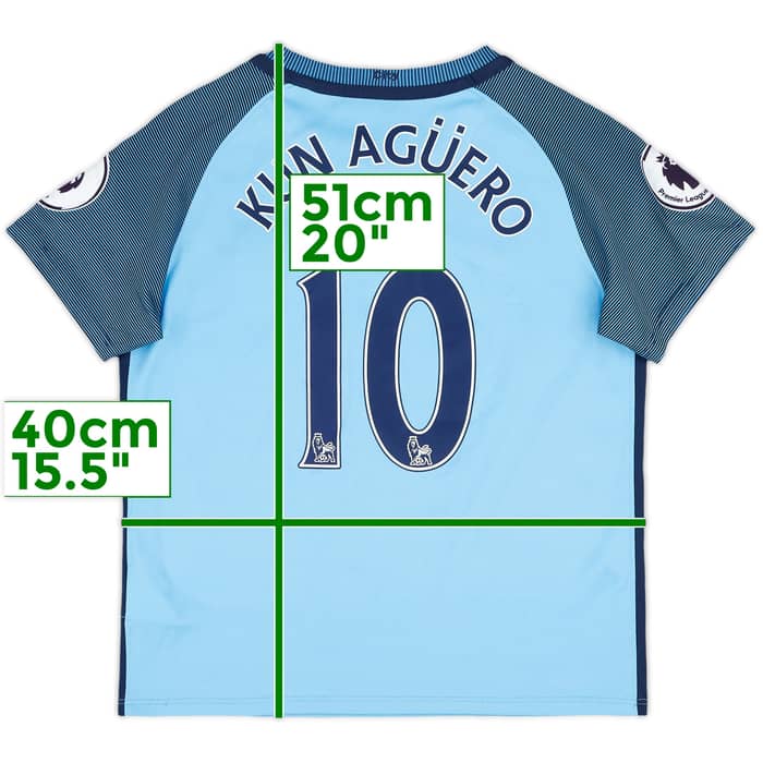 2016-17 Manchester City Home Shirt Kun Aguero #10 - 9/10 - (S.Boys)