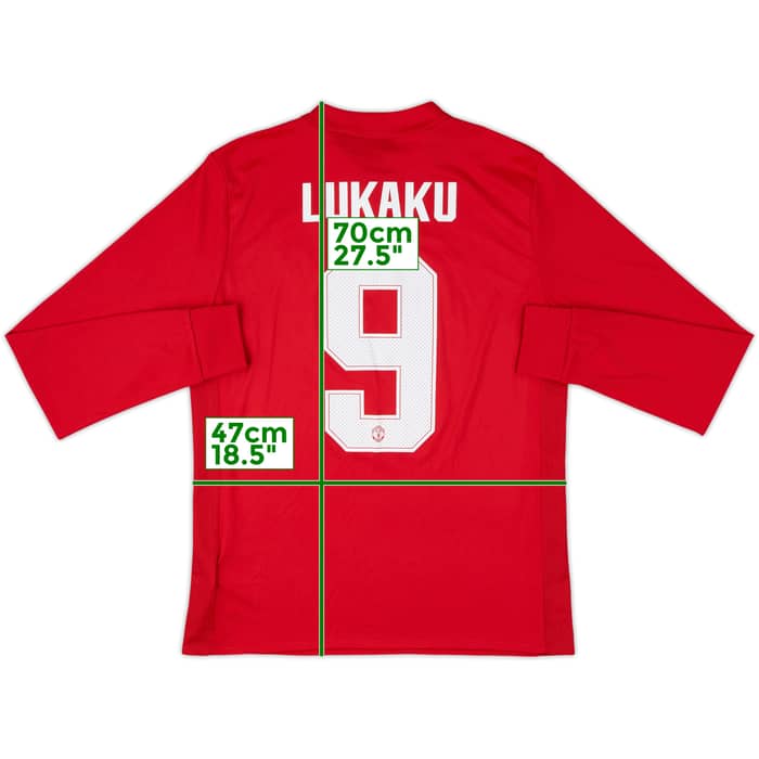 2017-18 Manchester United Home L/S Shirt Lukaku #9 - 7/10 - (XL.Boys)