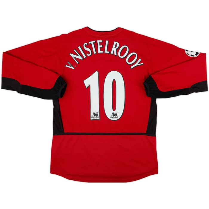 2002-04 Manchester United Home L/S Shirt V.Nistelrooy #10 - 6/10 - (XL.Boys)