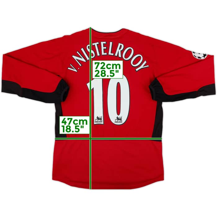 2002-04 Manchester United Home L/S Shirt V.Nistelrooy #10 - 6/10 - (XL.Boys)