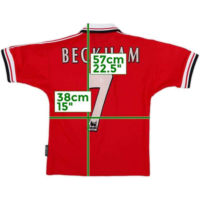 1998-00 Manchester United Home Shirt Beckham #7 - 7/10 - (M.Boys)