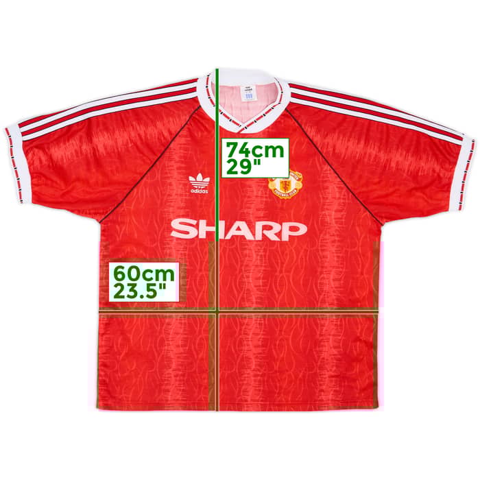 1990-92 Manchester United Home Shirt - 8/10 - (L/XL)