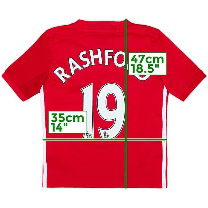 2016-17 Manchester United Home Shirt Rashford #19 - 7/10 - (7-8 Years)