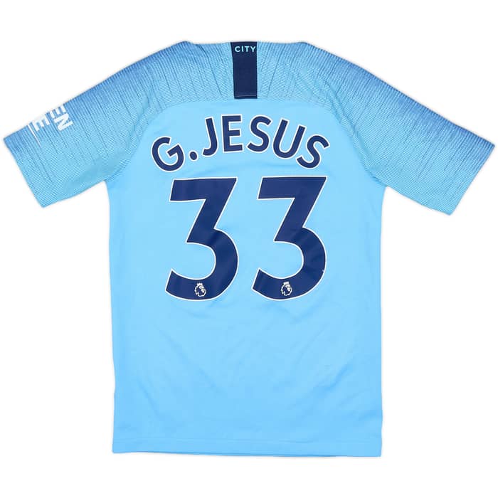 2018-19 Manchester City Home Shirt G.Jesus #33 - 7/10 - (S.Boys)