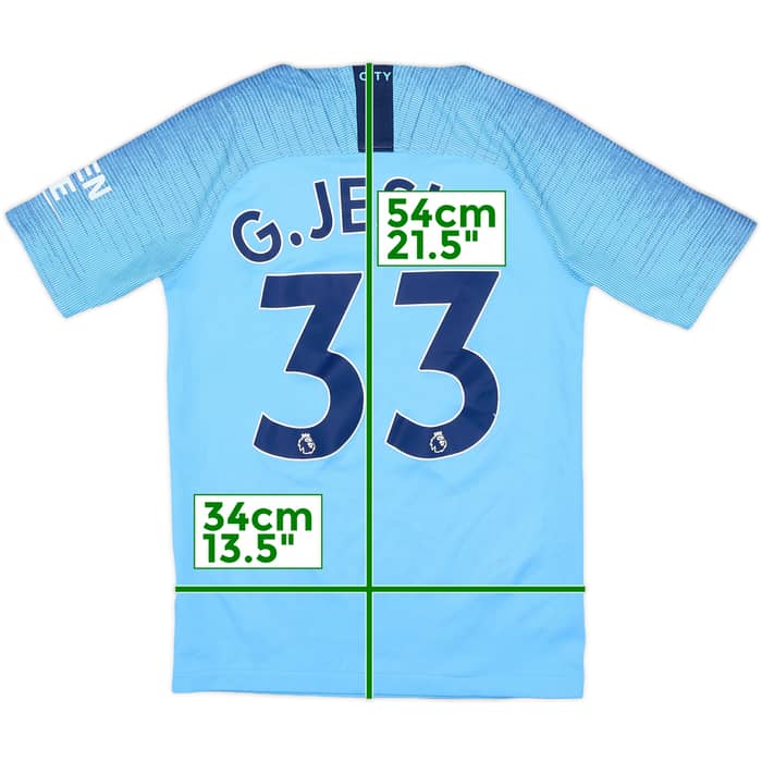 2018-19 Manchester City Home Shirt G.Jesus #33 - 7/10 - (S.Boys)