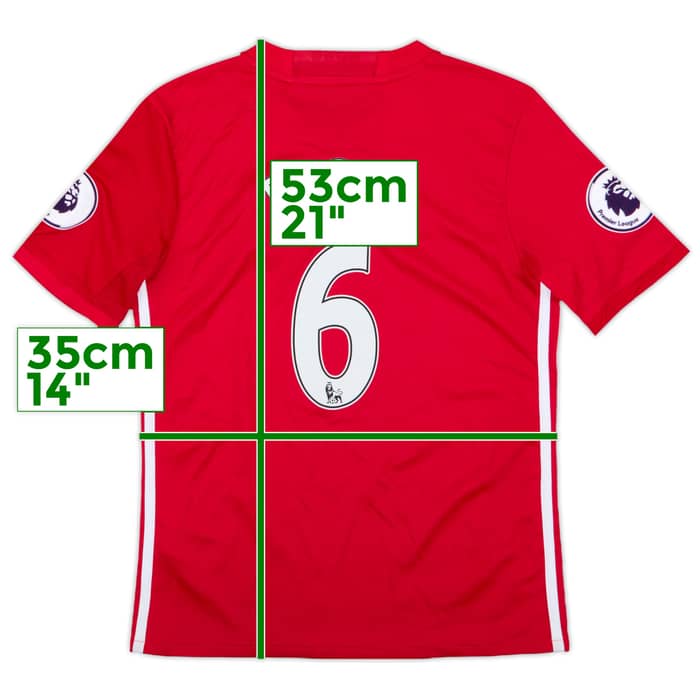 2016-17 Manchester United Home Shirt Pogba #6 - 8/10 - (M.Boys)
