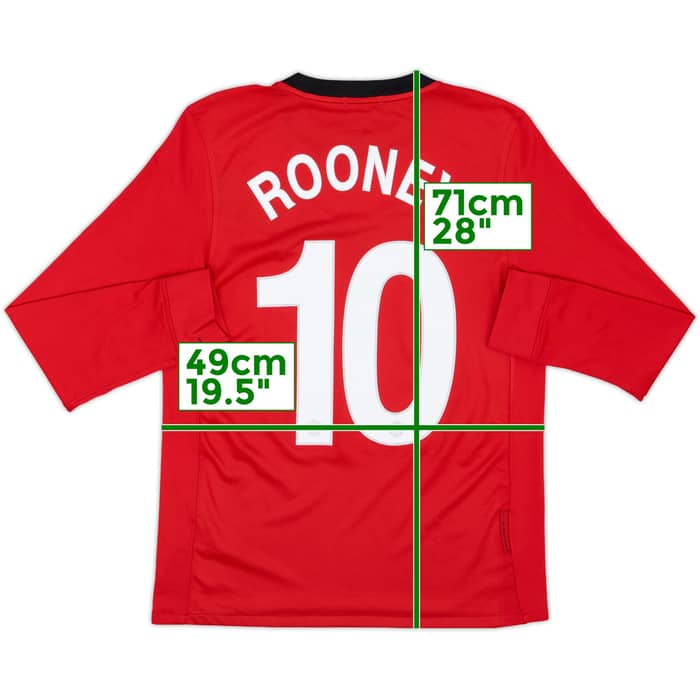 2009-10 Manchester United Home L/S Shirt Rooney #10 - 7/10 - (S)
