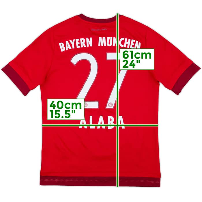 2015-16 Bayern Munich Home Shirt Alaba #27 - 7/10 - (XL.Boys)
