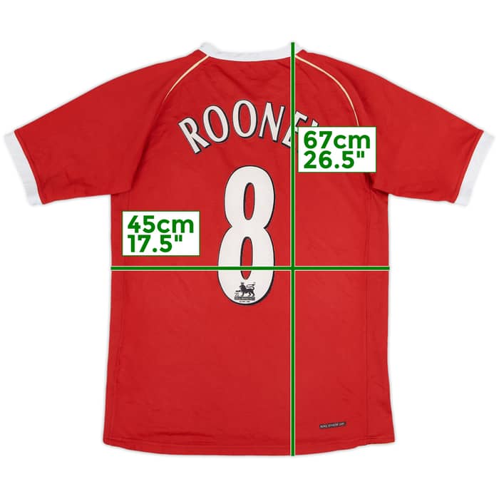 2006-07 Manchester United Home Shirt Rooney #8 - 7/10 - (XL.Boys)